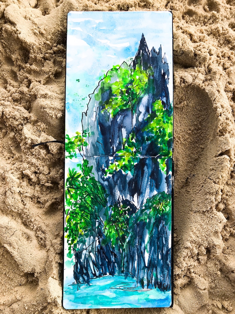 painting palawan philippines el nido big lagoon watercolor painting