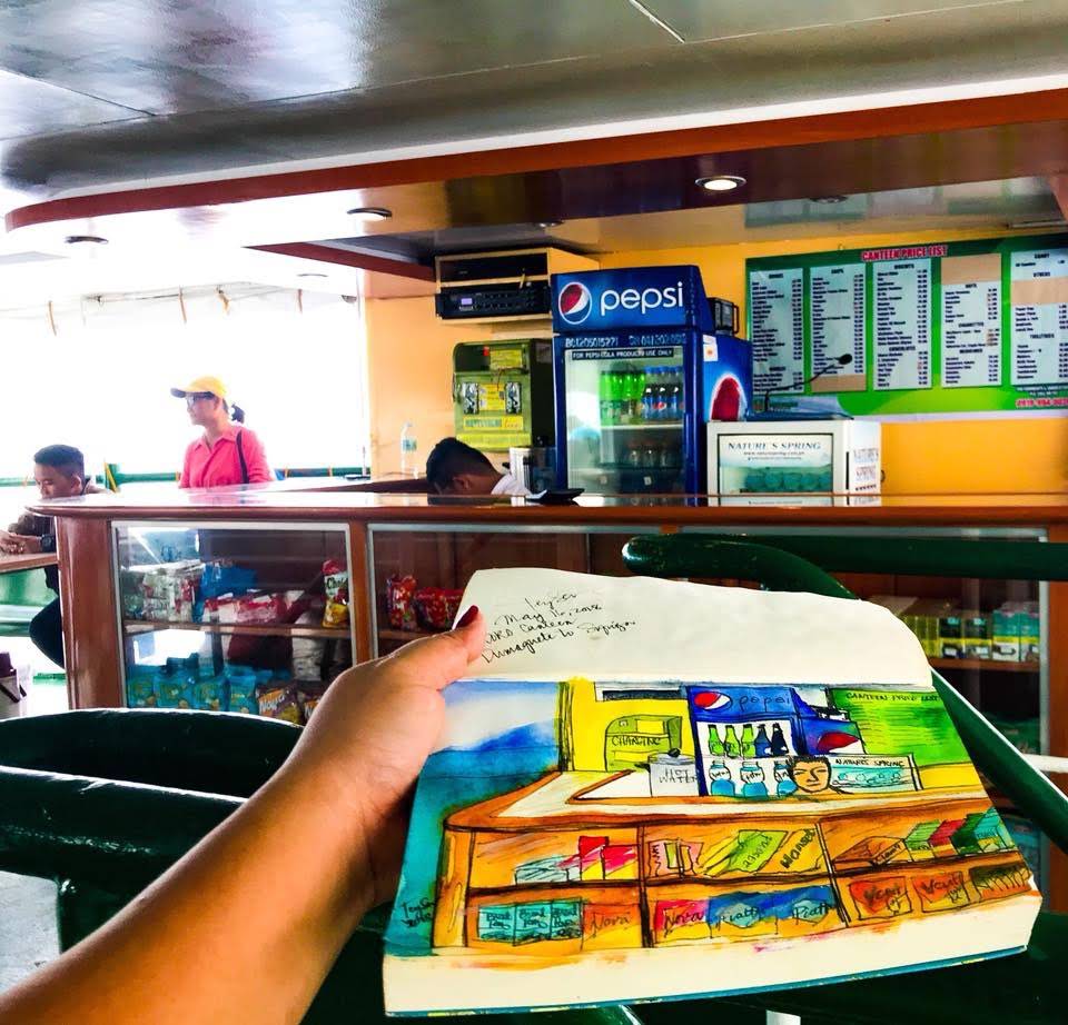 roro from dumaguete to siquijor travel sketching