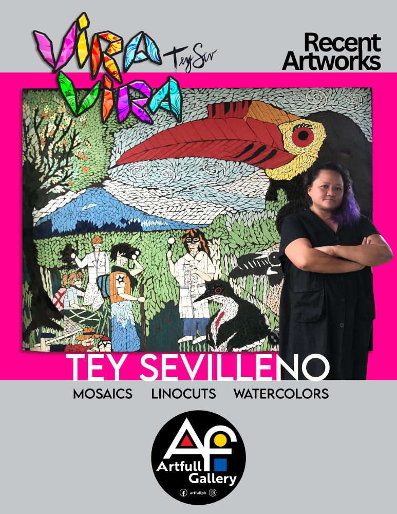 Tey Sevilleno artfull gouache watercolors mosaics linocuts