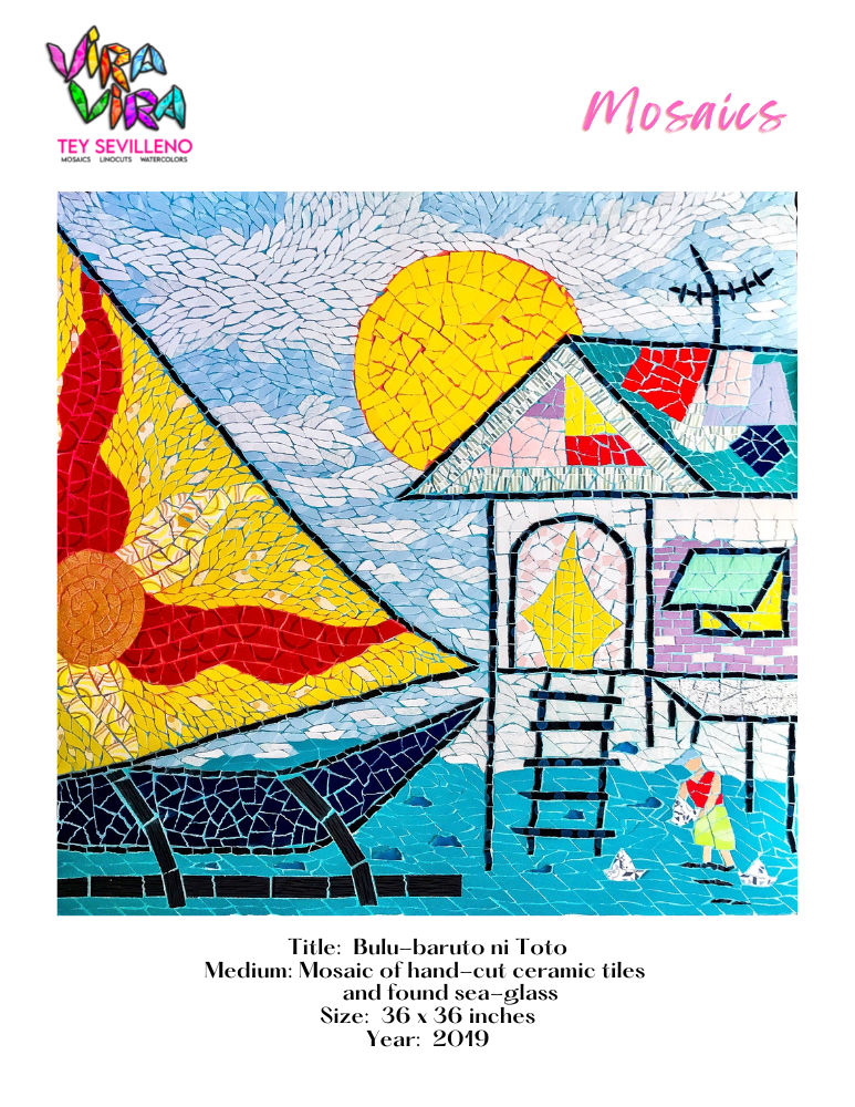 Art Exhibit by Tey Sevilleno Vira Vira watercolors mosaics linocuts gouache