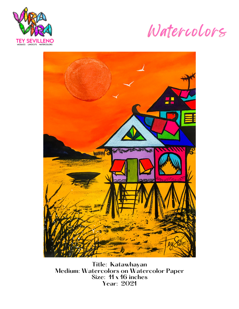 Art Exhibit by Tey Sevilleno Vira Vira watercolors mosaics linocuts gouache