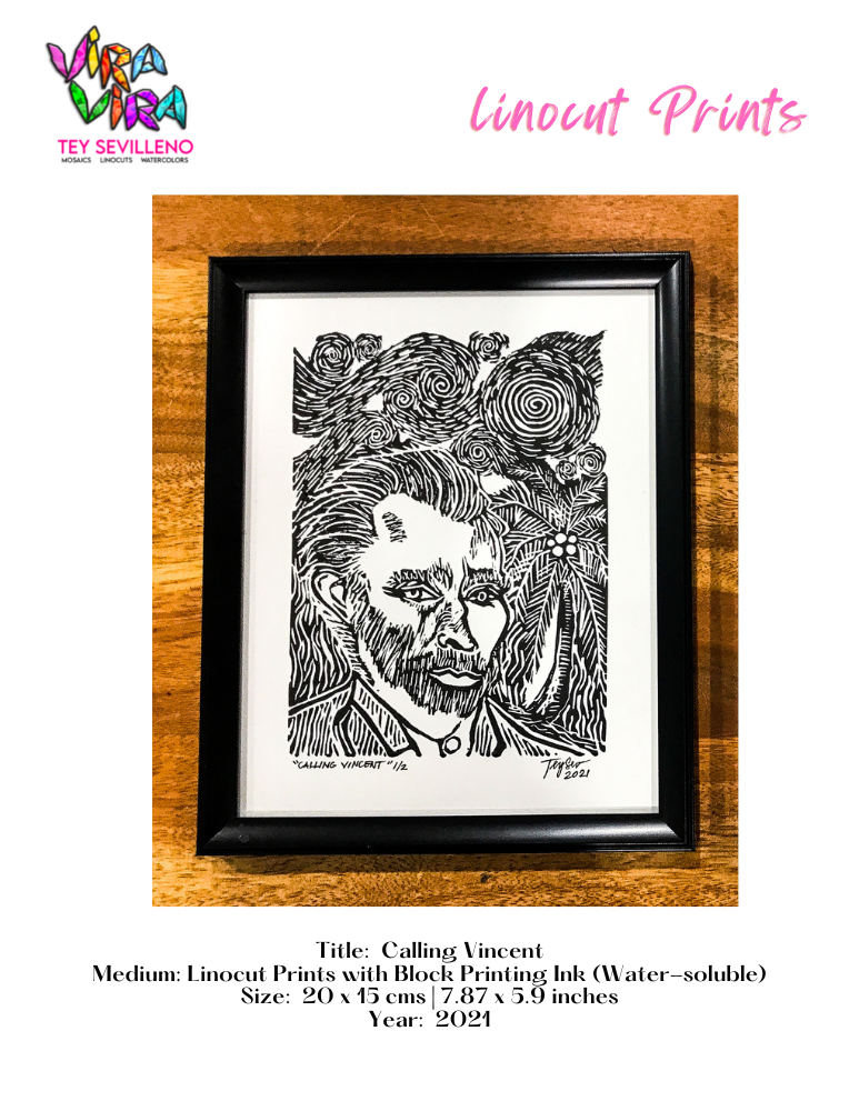 Art Exhibit by Tey Sevilleno Vira Vira watercolors mosaics linocuts gouache