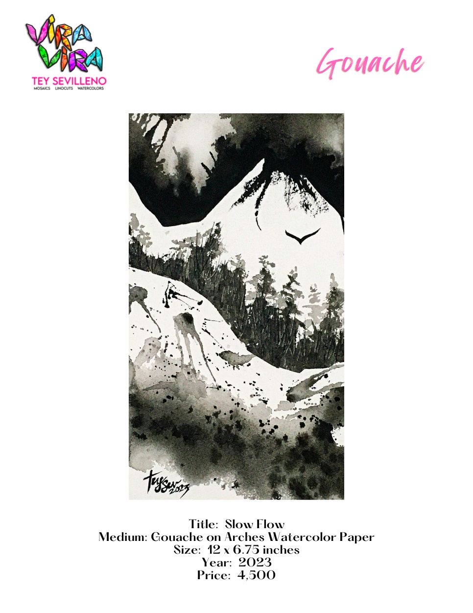 Tey Sevilleno gouache monochromes paintings