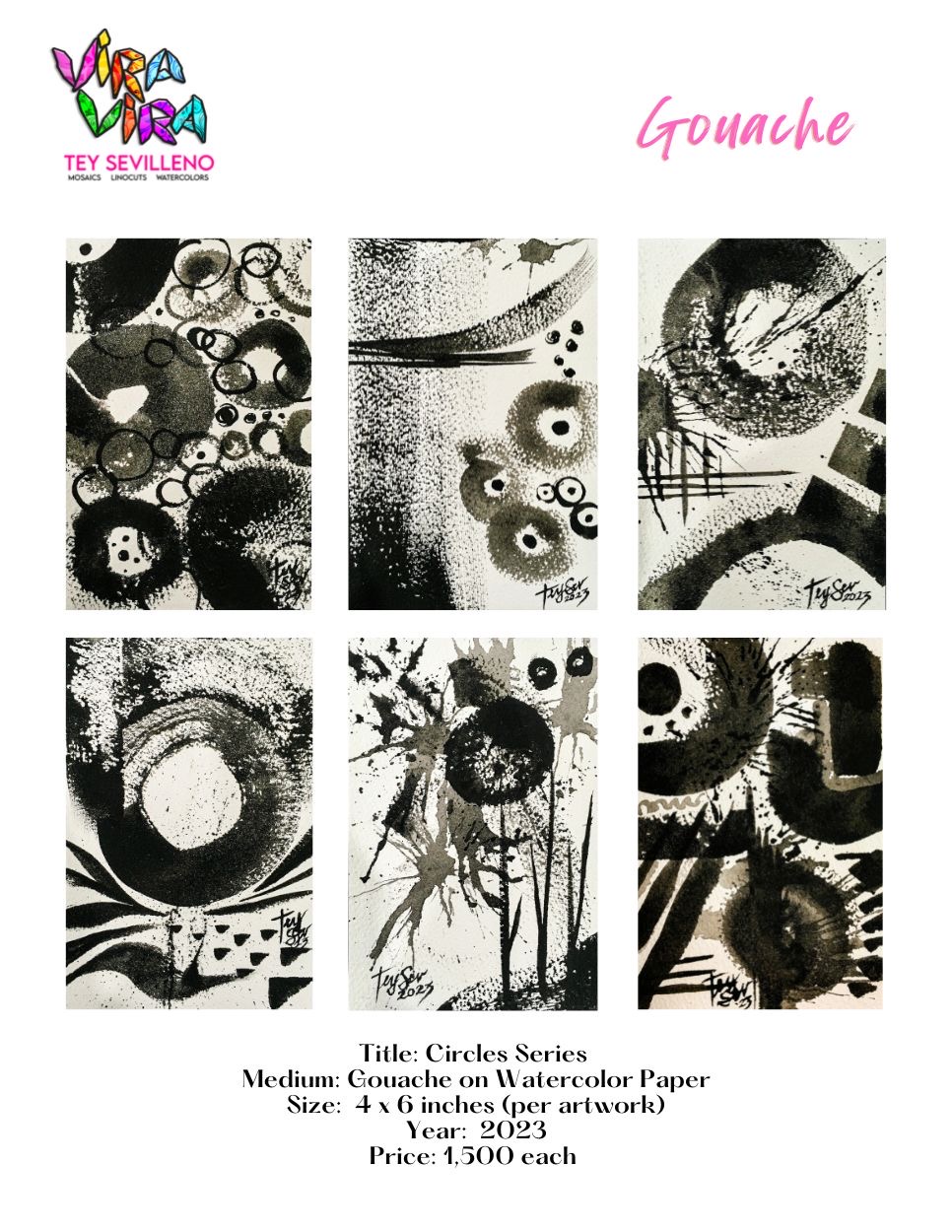 Tey Sevilleno gouache monochromes paintings